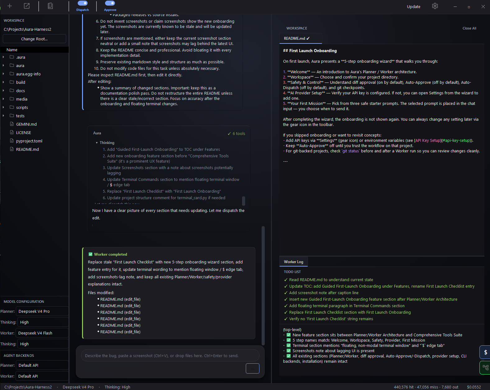 Aura IDE Worker progress screen.